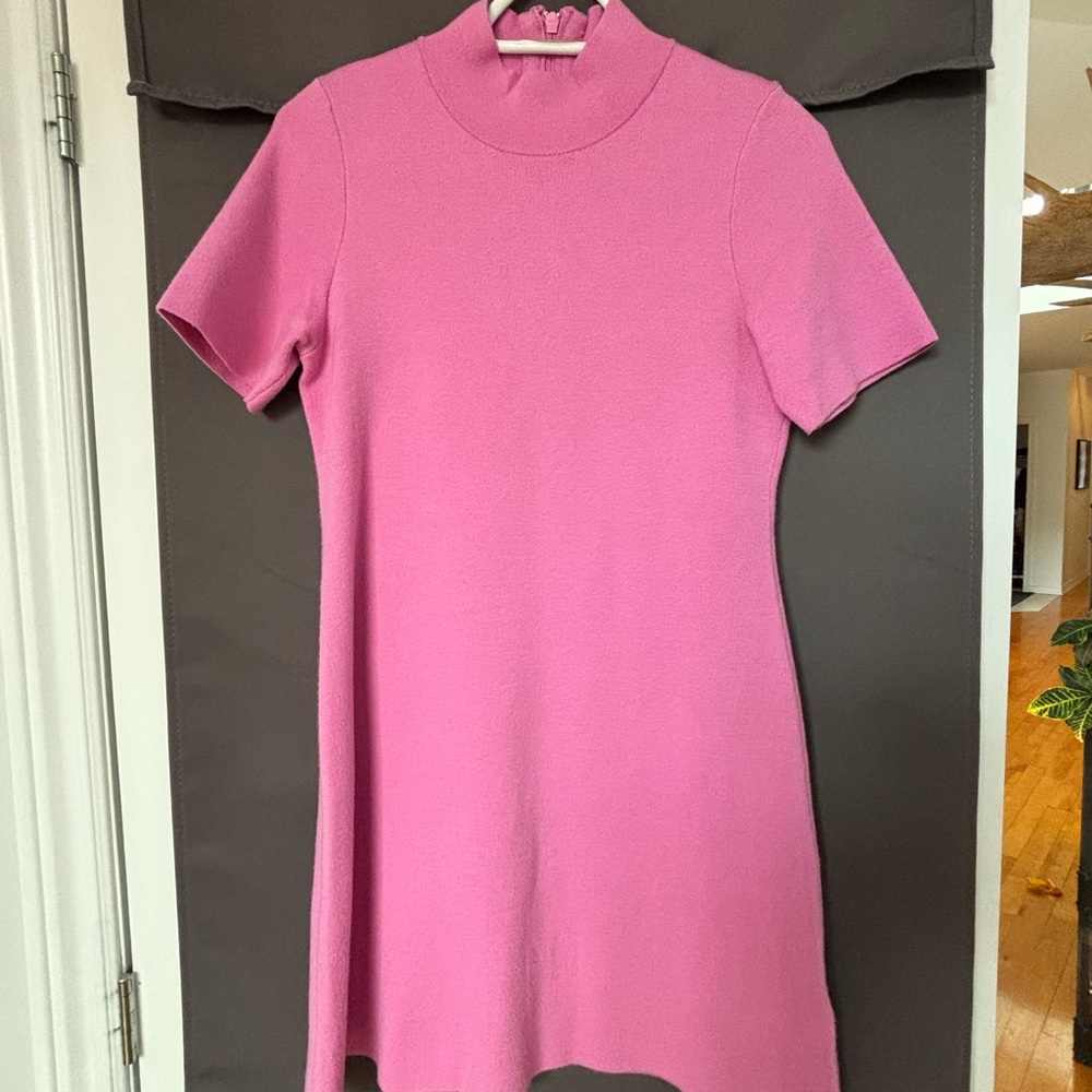 Anthropologie Nina Short-Sleeve Mock-Neck Mod Mini Dress - Pink - Small - Picture 5 of 8